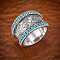 Retro Alloy & Turquoise Finger Rings, Cloud, Carved Ring, Antique Silver, US Size 6(16.5mm)