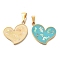 Ion Plating(IP) 304 Stainless Steel Enamel Pendants, Heart Charm, Real 14K Gold Plated, Mixed Color, 23x26x2.5mm, Hole: 6x3mm