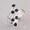 Simple Fashion Style Brass Hollow Cubic Zirconia Rings, Platinum, Prussian Blue, Size 8, 18mm