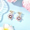 Flower Handmade Glass Seed Beads Dangle Stud Earrings, with Brass Stud Earring Findings & Acrylic, Golden, Medium Orchid, 30x18.5mm