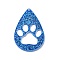Acrylic Pendants, Paw Print, Blue, 50.5x33.5x2mm, Hole: 1.6mm