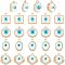 32Pcs 4 Style Rack Plating Alloy Enamel Pendants, with Resin Imitation Cat Eye Cabochon, Cadmium Free & Nickel Free & Lead Free, Light Gold, Mixed Shapes, White, 15~20x12~19x5.5~6mm, hole: 1.4~1.8mm, 8pcs/style