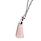 Natural Rose Quartz Trapezoid Pendant Necklaces, Stainless Steel Cable Chain Necklaces for Women, 17.72 inch(45cm)