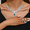 Oval Brass Rhinestone Pendant Necklaces & Stud Earring Sets, Emerald, Necklaces: 13.39 inch(340mm); Earring: 35x15mm