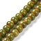 Handmade Fancy Antique Glazed Porcelain Ceramic Round Beads Strands, Yellow Green, 12~13mm, Hole: 2mm, about 30pcs/strand, 12~13 inch