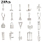 20Pcs 20 Style Rack Plating Alloy Pendants, Cadmium Free & Nickel Free & Lead Free, Mixed Shape, Platinum, 14~31x6~16x1.5~3.5mm, Hole:1.8~ 5x1.8~3mm, 1pc/style
