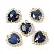 Natural Lapis Lazuli Faceted Heart Pendants, Rack Plating Brass Micro Pave Clear Cubic Zirconia Charms, Golden, Rack Plating, 24x21x7mm, Hole: 1.5mm