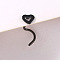 304 Stainless Steel Nose Nose Rings, Heart, Black, 4x8mm