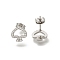 304 Stainless Steel Micro Pave Clear Cubic Zirconia Stud Earrings, Heart, Stainless Steel Color, 10x10mm