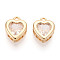 Brass Micro Pave Cubic Zirconia Charms, Cadmium Free & Nickel Free & Lead Free, Heart, Real 18K Gold Plated, Clear, 11x9x4mm, Hole: 1.5mm