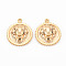 Brass Pendants, Nickel Free, Gear with Lion, Real 18K Gold Plated, 18x15x3.5mm, Hole: 1.2mm