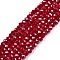 Electroplate Glass Beads Strands, Pearl Luster Plated, Faceted, Rondelle, Dark Red, 2.9~3.3x2mm, Hole: 0.8mm, about 135~140pcs/strand, 32~34cm