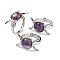 Natural Amethyst Adjustable Rings, Platinum Plated Brass Triple Moon Finger Rings for Women Men, US Size 7 1/4(17.5mm)