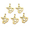 304 Stainless Steel Pendants, Laser Cut, Dove, Golden, 17x12x1mm, Hole: 0.9mm