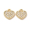 Brass Micro Pave Clear Cubic Zirconia Charms, Cadmium Free & Nickel Free & Lead Free, Heart, Real 18K Gold Plated, 9x9x1.7mm, Hole: 1.2mm