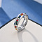 Stainless Steel with Rhinestone Finger Rings, Ring, Platinum, US Size 9(18.9mm)