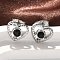 304 Stainless Steel Stud Earrings, with Rhinestone, Heart, Stainless Steel Color, 9x10.5mm