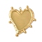 304 Stainless Steel Pendant Cabochon Settings for Enamel, Ion Plating(IP), Heart Charm, Real 18K Gold Plated, 41x35.5x3mm, Hole: 1.6mm