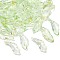 Glass Pendants, Leaf, with Gold Powder, Light Green, 25x9.5x3mm, Hole: 1.4mm, about 952pcs/1000g