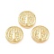 Brass Beads, Long-Lasting Plated, Flat Round with Saint Benedict Medal, Rack Plating, Lead Free & Cadmium Free, Real 18K Gold Plated, 11x3.5mm, Hole: 1.2mm