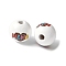 Mother's Day Theme Printed Wood European Beads, Large Hole Beads, Round, Mama, Word, 16.5x14.5mm, Hole: 4mm