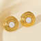 304 Stainless Steel Flat Round Stud Earrings, with Enamel, Golden, 23x22mm