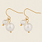 304 Stainless Steel Round Dangle Earrings, with Imitation Pearl, Real 18K Gold Plated, 25.8x10.1mm