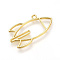 Rack Plating Alloy Open Back Bezel Pendants, For DIY UV Resin, Epoxy Resin, Pressed Flower Jewelry, Cadmium Free & Nickel Free & Lead Free, Rocket, Real 18K Gold Plated, 41x21.5x2.5mm, Hole: 2.5mm