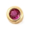 Rack Plating Flat Round Brass Micro Pave Cubic Zirconia Cabochons, Cadmium Free & Lead Free, Long-Lasting Plated, Real 18K Gold Plated, Deep Pink, 4x2mm