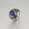 304 Stainless Steel with Cubic Zirconia Finger Rings for Men, Oval, Antique Silver, Medium Blue, US Size 11(20.6mm)