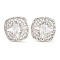 Brass Pave Cubic Zirconia Square Stud Earrings for Women, Platinum, Clear, 13x13mm