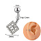 G23 Titanium Pave Clear Cubic Zirconia Curved Barbell Cartilage Earrings, Platinum, Rhombus, bar length: 10mm, Pin: 1.2mm