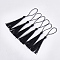 Polyester Tassel Big Pendant Decorations, Black, 80~90x6~7mm