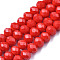Electroplate Glass Beads Strands, Pearl Luster Plated, Faceted, Rondelle, Red, 3.5~3.8x3mm, Hole: 0.4mm, about 105~110pcs/strand, 29~31cm