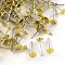 304 Stainless Steel Stud Earring Settings with Flat Round Brass Heads, Raw(Unplated), Tray: 5mm, 12x5mm, Pin: 0.7~0.8mm