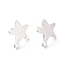 201 Stainless Steel Stud Earring Findings, with Horizontal Loop and 316 Stainless Steel Pin, Star, 925 Sterling Silver Plated, 15x13mm, Hole: 1.4mm, Pin: 0.7mm