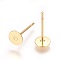 304 Stainless Steel Stud Earrings Findings, Flat Round, Real 18K Gold Plated, 12x5mm, Pin: 0.6mm