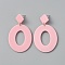 Acrylic Hollow Oval Dangle Stud Earrings with Steel Iron Pins for Women, Pink, 67.5x40mm
