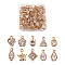 Rhombus Alloy Charms, with Clear Cubic Zirconia, Mixed Color, 14x11x5mm, Hole: 1.5mm, 100pcs/box