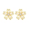 Rack Plating Flower Brass Micro Pave Clear Cubic Zirconia Stud Earrings, Lead Free & Cadmium Free, Long-Lasting Plated, Flower, Real 18K Gold Plated, 18x19mm