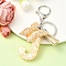 Resin & Acrylic Keychain, with Faux Suede Tassel Pendant & Alloy Findings, Letter J, 9.5cm