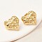 304 Stainless Steel Heart Stud Earrings, Ion Plating(IP), Real 18K Gold Plated, 19.5x20mm