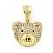 Brass Micro Pave Clear Cubic Zirconia Pendants, Cadmium Free & Nickel Free & Lead Free, Bear, Real 18K Gold Plated, 28.5x19.5x6mm, Hole: 7x4mm