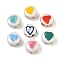 Handmade Porcelain Beads, Heart, Famille Rose Porcelain, Mixed Color, 15~15.5x7mm, Hole: 1.6mm