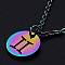 201 Stainless Steel Pendants Necklaces, with Cable Chains and Lobster Claw Clasps, Flat Round with Constellation/Zodiac Sign, Rainbow Color, Gemini, 15-3/4 inch(40cm), 1.5mm