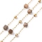 Natural Picture Jasper Square Beaded Chains, with Golden 304 Stainless Steel Findings, Unwelded, 2~3x2~2.5x2~2.5mm, about 3.28 Feet(1m)/Box