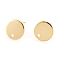 Flat Plate 201 Stainless Steel Stud Earring Findings, with 304 Stainless Steel Pin, Flat Round, Real 24K Gold Plated, 10x0.8mm, Hole: 1.5mm, Pin: 0.8mm