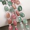 Cherry Quartz Glass & Natural  Rhodonite & Sodalite & Green Aventurin & Crazy Agate Beads Strands, Flat Oval, with Seed Beads, 8~8.5x6~6.4x3.8~4mm, Hole: 0.7mm, about 37pcs/strand, 15.28''(38.8cm)