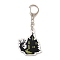 Halloween Acrylic Pendant Keychain, with Iron Keychain Clasp Findings, Haunted House, 9.1cm