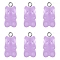 Transparent Resin Pendants, with Metal Findings, Bear, Platinum, Lilac, 20x10mm, Hole: 2mm